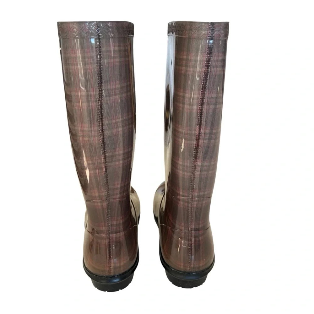 UGG Shaye Glossy Plaid Boots Women’s 10 Diva Pink